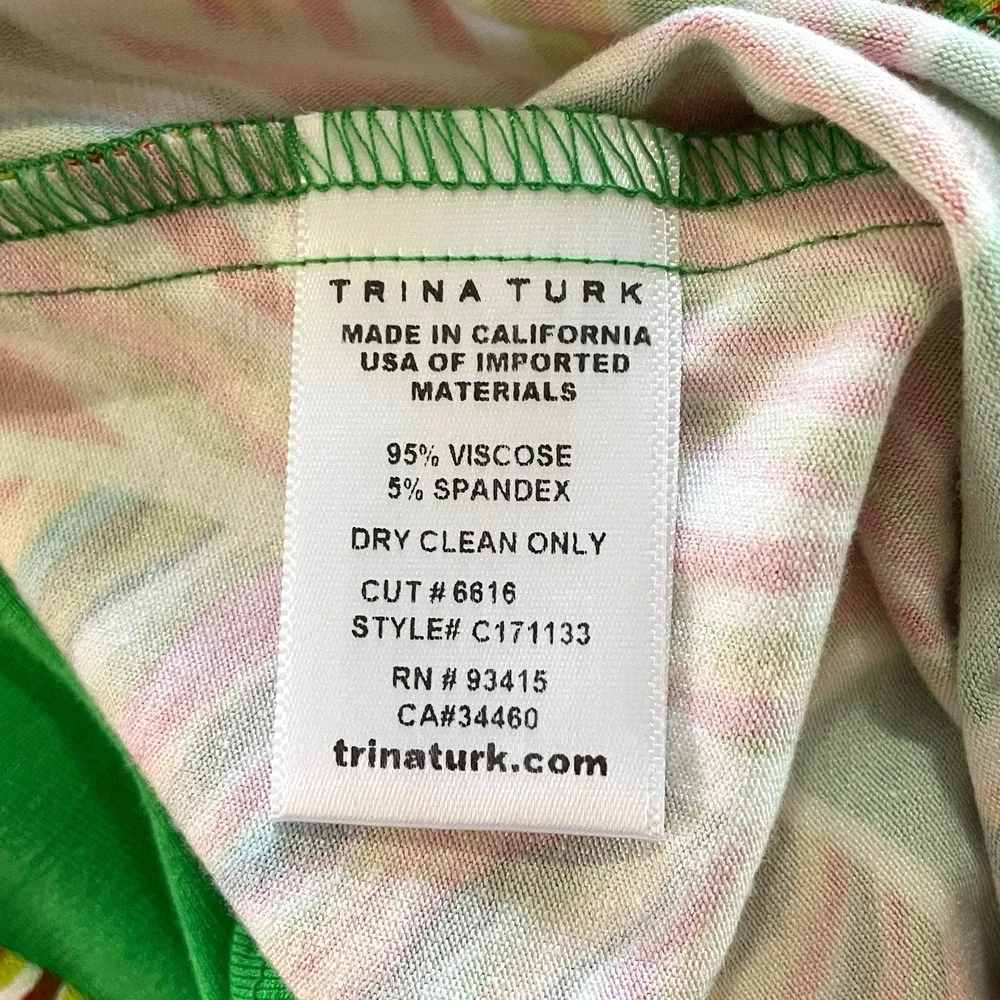 TRINA TURK Size XL Green Abstract Sleeveless Cowl Racerback Pullover Top USA NEW - Picture 4 of 5